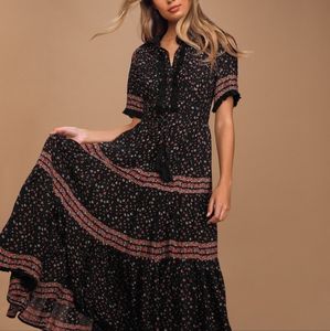 Free People Rare Feelings maxi dress xs black combo
